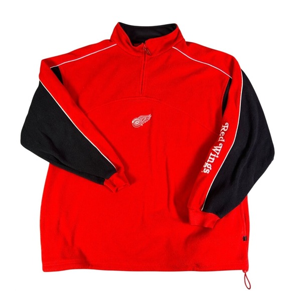 Vintage Lee Sport Detroit Red Wings Center Logo Fleece Pullover 1/4 Zip XXL NHL